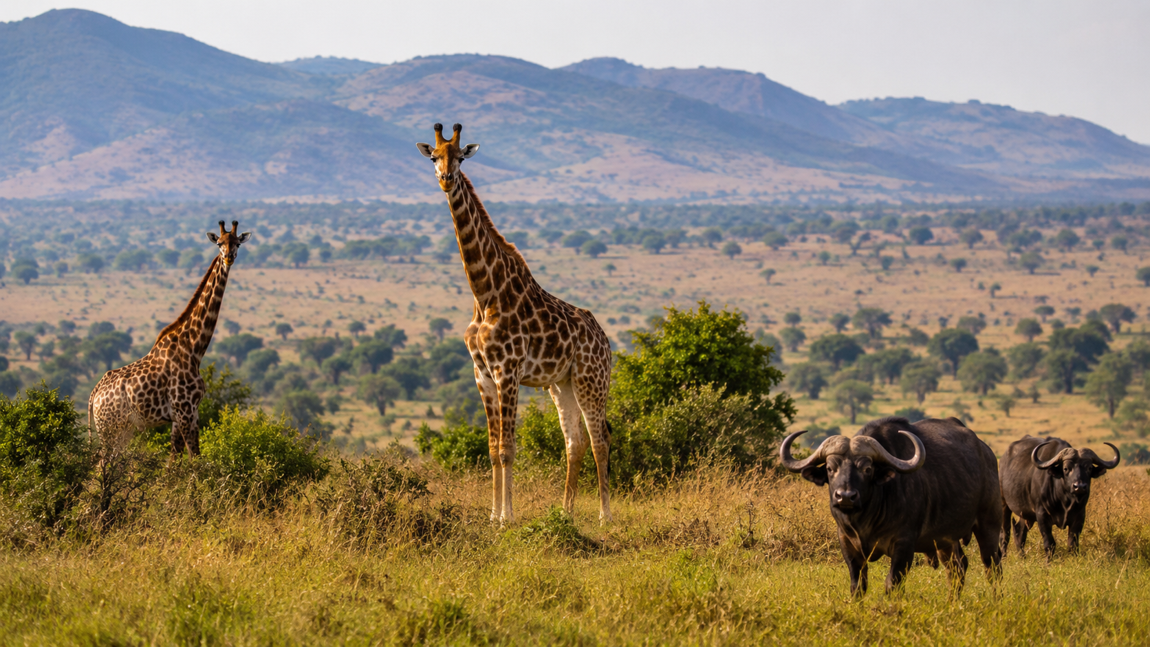African wildlife in a natural savannah setting