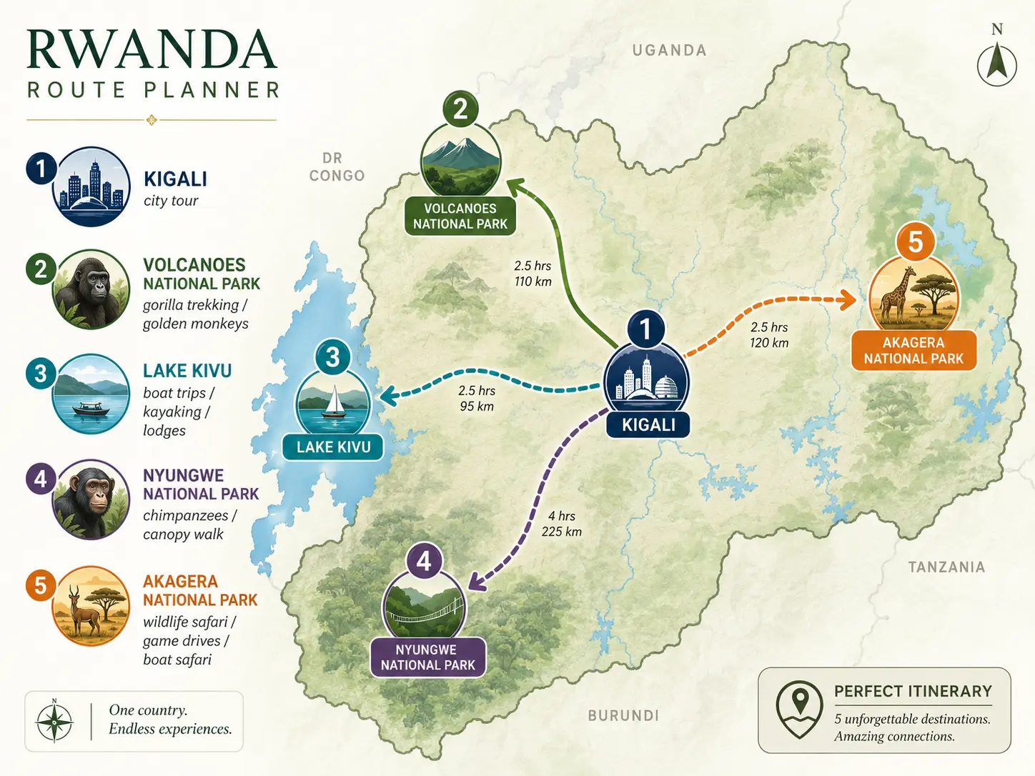 Rwanda main safari destinations