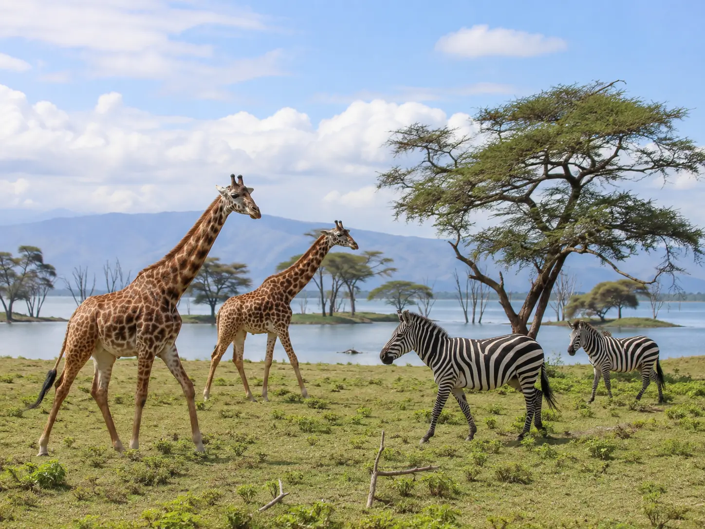 Masai giraffes on Crescent Island 